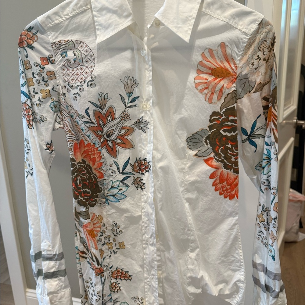 ETRO Floral Print woman’s Shirt - White and Orange